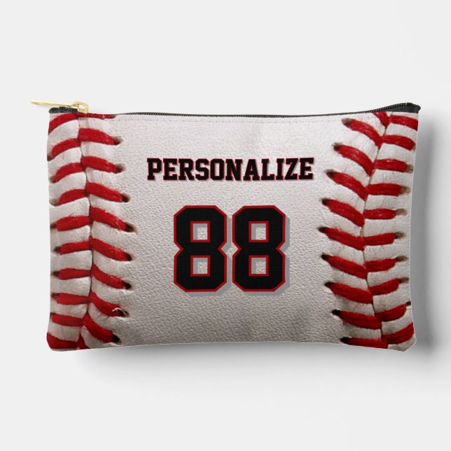 Baseball Softball Benutzerdefinierter Name und Num Zubehörtasche (Vorderseite)