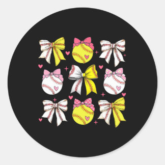 Baseball Softball Coquette Bow Game Day Liebe Runder Aufkleber