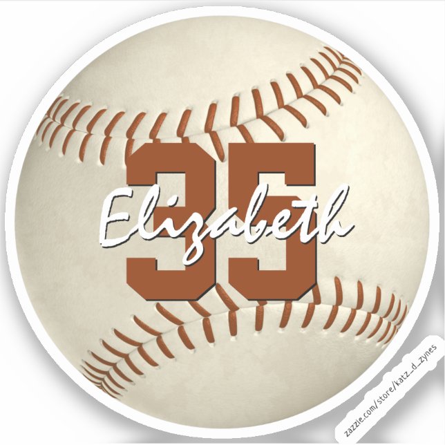 Baseball Softball Custom-Cut Vinyl Sticker (Vorderseite)