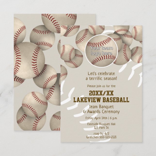 Baseball Softball-Ende der Saison Banketts Auszeic Einladung (Vorne/Hinten)