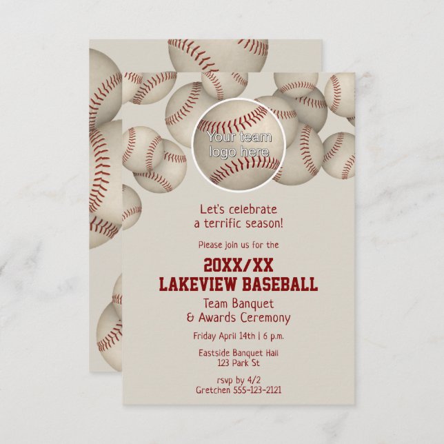 Baseball Softball-Ende der Saison Banketts Auszeic Einladung (Vorne/Hinten)