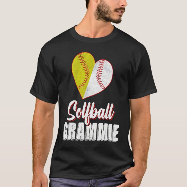 Baseball Softball Grammie Heart Ball Mothers Day S T-Shirt (Vorderseite)