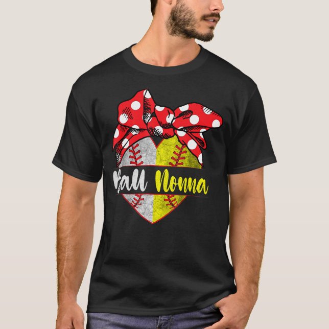 Baseball Softball Heart Ball Nonna Family Player C T-Shirt (Vorderseite)
