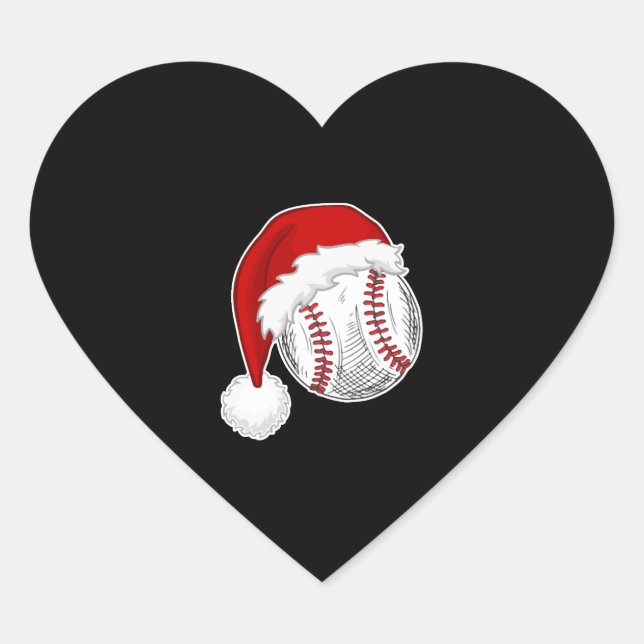 Baseball, Softball-Liebhaber - Xmas Weihnachtsmann Herz-Aufkleber (Vorderseite)