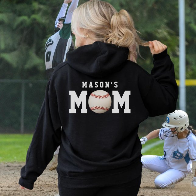 Baseball Softball Mama Kid's Name Parent Black Hoodie (Baseball Softball Mom Kid's Name Parent Black Hoodie
)