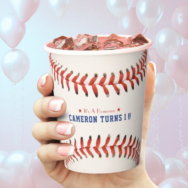 Baseball Softball Party 1. Geburtstag Pappbecher (Baseball Softball Sport 1st Birthday Party Paper Cups)