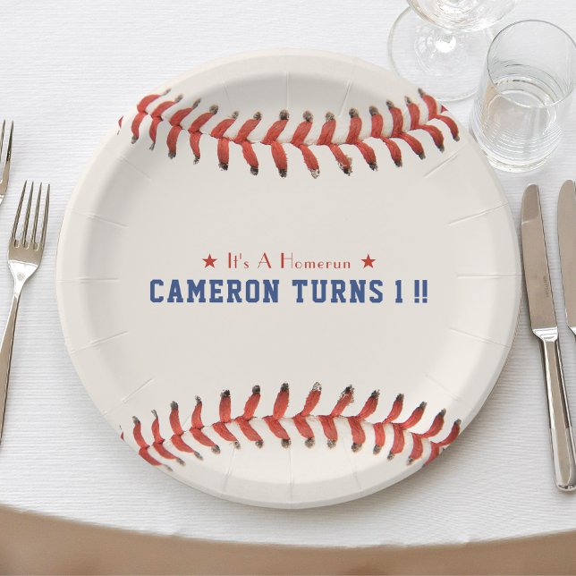 Baseball Softball Party 1. Geburtstag Pappteller (Baseball Softball Sport 1st Birthday Party Paper Plates)
