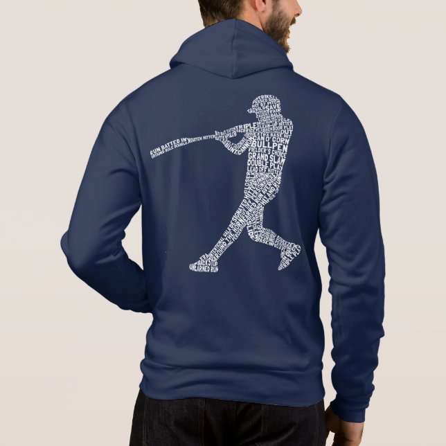 Baseball Softball Player Word Art Words Hoodie (Rückseite)