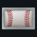 Baseball Softball Rechteckige Gürtelschnalle<br><div class="desc">Ein Makrofoto eines nagelneuen Baseballs mit roter Naht. Perfektes Geschenk für den Baseball Softball-Freak oder Sportfanatiker.</div>