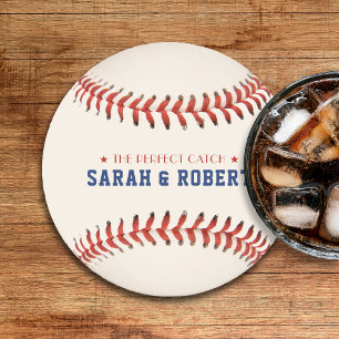 Baseball Softball Sport die perfekte Catch-Hochzei Runder Pappuntersetzer