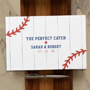 Baseball Softball Sport Herz Pinstripe Hochzeit Gästebuch