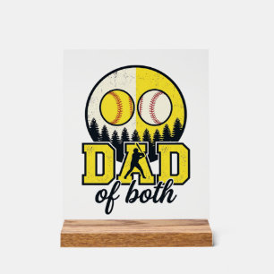 Baseball Softball Vater von Beiden Vintage Vektor  Acrylschild