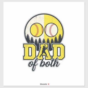 Baseball Softball Vater von Beiden Vintage Vektor Aufkleber