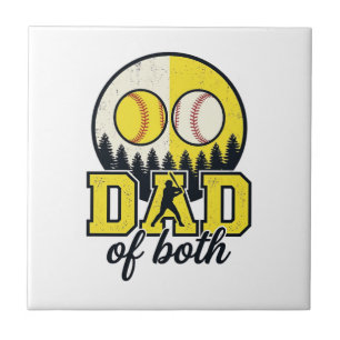 Baseball Softball Vater von Beiden Vintage Vektor  Fliese