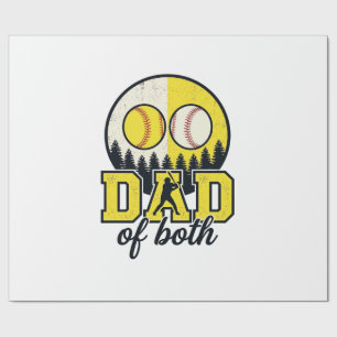Baseball Softball Vater von Beiden Vintage Vektor  Geschenkpapier