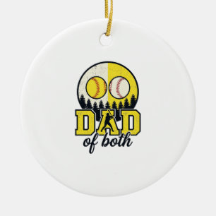 Baseball Softball Vater von Beiden Vintage Vektor Keramik Ornament