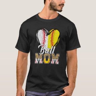 Baseball Softball Vintag Ball Mama Leopard Frauen T-Shirt