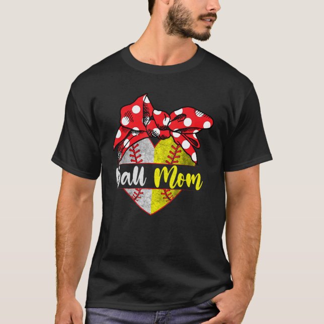 Baseball Software Heart Ball Mama Family Player Co T-Shirt (Vorderseite)