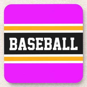 BASEBALL Spaß Athletik Pink Orange Schwarze Streif Getränkeuntersetzer