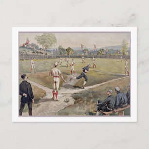 Baseball spielen Louis Prang Antique Druck 1887 Postkarte