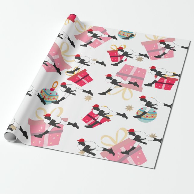 Baseball-Spieler auf Weihnachtsgeschenk Geschenkpapier (Ungerollt)