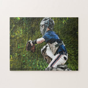 Baseball-Spieler, der einen Ball fängt Puzzle