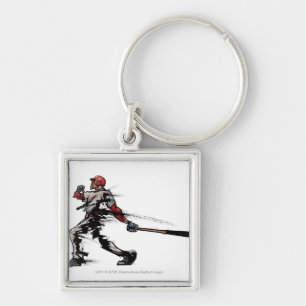 Baseball-Spieler, der Schläger, Seitenansicht hä Schlüsselanhänger
