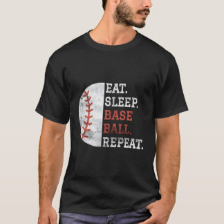 Baseball-Spieler essen Baseball-Schlaf T-Shirt