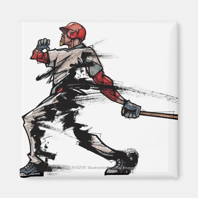 Baseball-Spieler-Holmschläger, Seitenansicht Magnet (Vorne)
