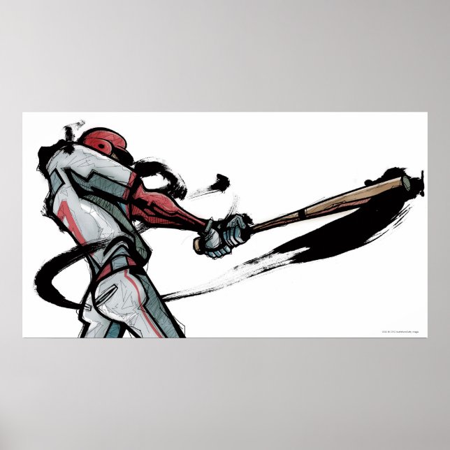 Baseball-Spieler Swingbat, Seitenansicht Poster (Vorne)