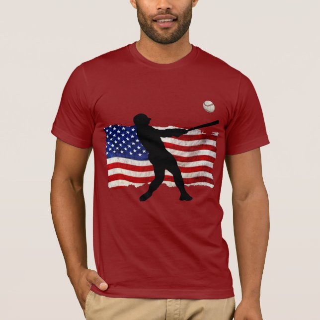 Baseball-Spieler trägt Ball-Spiel USA-Flagge zur T-Shirt (Vorderseite)