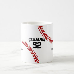 Baseball-Spielername und -zahl Kaffeetasse
