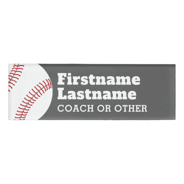 Baseball-Spielertrainer oder -lehrer - Moderner Ze Namenschild (Vorderseite)