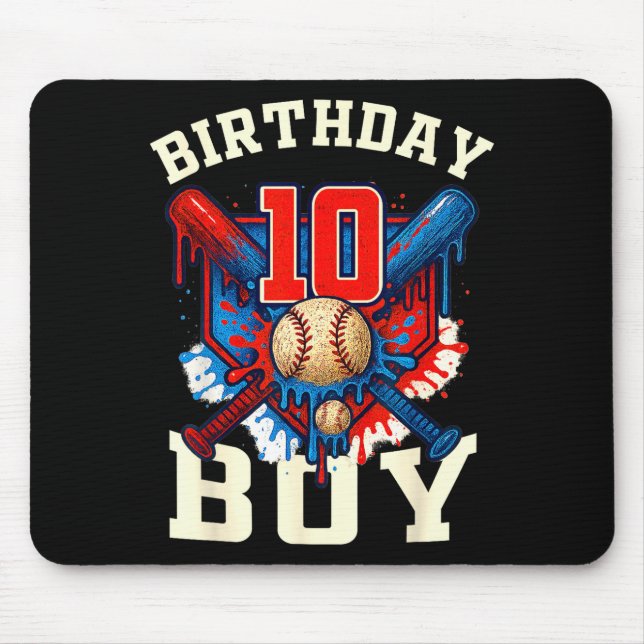 Baseball Splash Drip 10th Birthday Srts Lover Boy  Mousepad (Vorne)