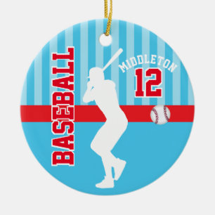 Baseball Sport - Baby Blue und Red Keramik Ornament