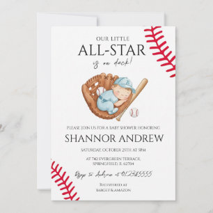 Baseball-Sport-Baby-Party Little Slugger Einladung