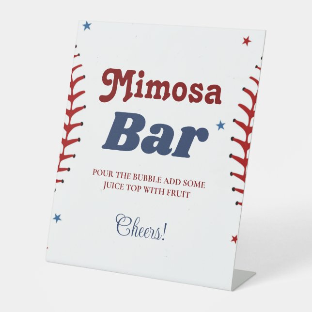 Baseball Sport Bachelorette Mimosa Bar Sign Sockelschild (Vorderseite)