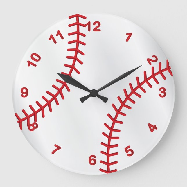 Baseball Sport Design Große Wanduhr (Vorderseite)