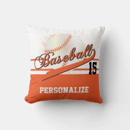 Baseball-Sport| DIREKT Name & Nummer| Orange Kissen