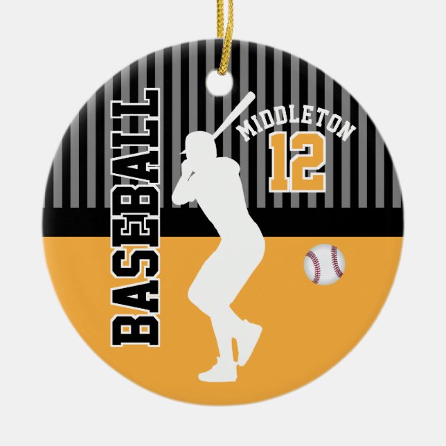 Baseball Sport - Gold Keramik Ornament (Vorne)
