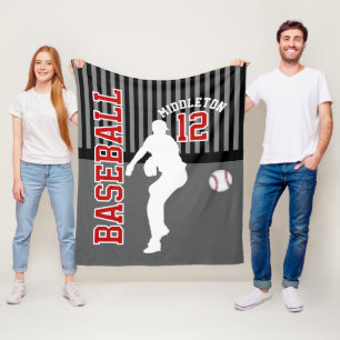 Baseball ⚾ Sport - Grau, Schwarz und Rot Fleecedecke