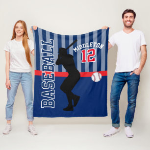 Baseball ⚾ Sport in Dunkelblau und Rot Fleecedecke