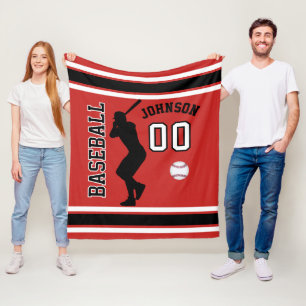 Baseball ⚾ Sport in Dunkelrot, Schwarz und Weiß Fleecedecke