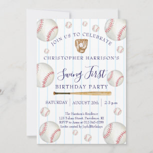 Baseball Sport Junge 1. Geburtstag Einladung