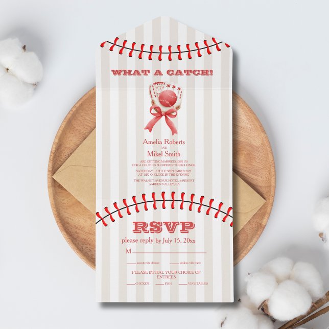 Baseball Sport Perfect Catch Wedding All In One Einladung (Von Creator hochgeladen)