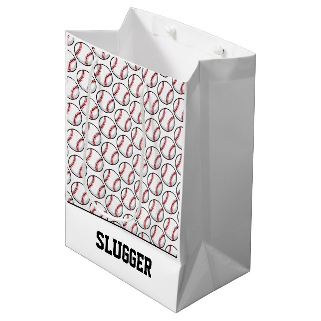 Baseball-Sportbälle heißen alle amerikanischen Kla Mittlere Geschenktüte (Vorderseite Schrägansicht)