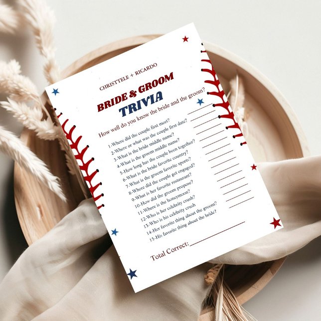 Baseball Sportbricht & Groom Trivia Spielkarte RSVP Karte (Von Creator hochgeladen)