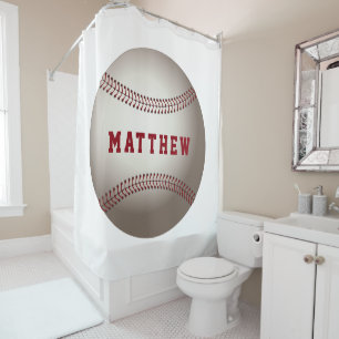 Baseball-Sportdesign personalisierter Name Duschvorhang