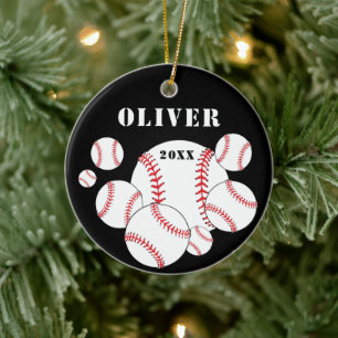 Baseball Sportkids Weihnachten halten Keramik Ornament