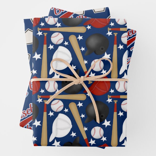 Baseball-Sportmuster Geschenkpapier Set (Beispiel)